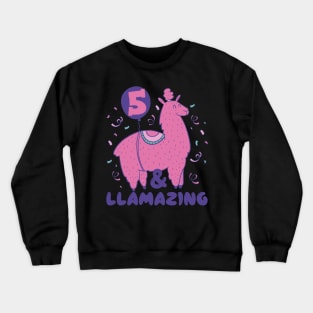 Llamazing 5th Birthday 5 Years Old Llama Girls Kids Gift product Crewneck Sweatshirt